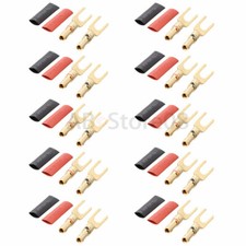 20Pcs Y/U Male Copper Speaker Plugs Audio Screw Fork Banana Spade Connector