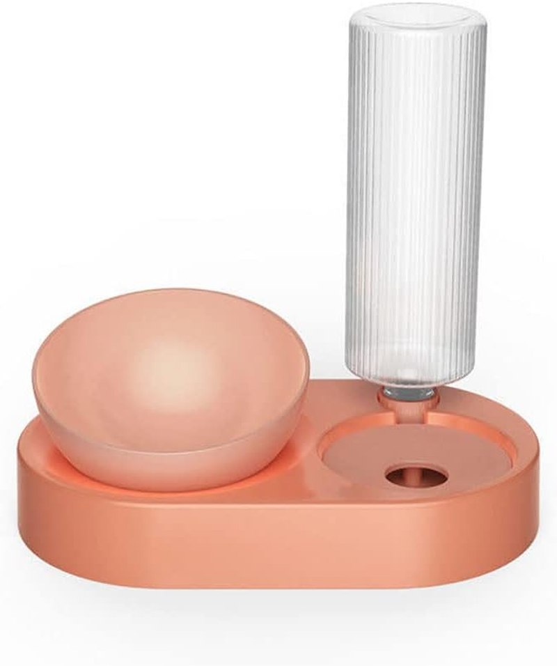 Raised Cat Bowls with Automatic Water Dispenser Bottle, Elevated 0°15