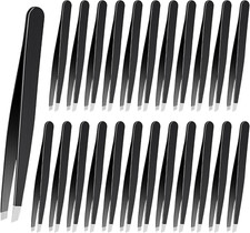 12PCS Slanted Lash Tweezer for Women Men, Eyebrow Tweezers Stainless Steel Slant