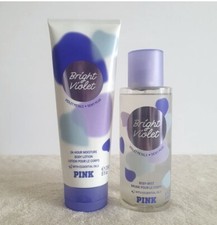 2 Pc Victoria's Secret PINK Bright Violet Fragrance Mist  Cream Set New