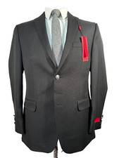 NEW ALFANI RED Mens Black SLIM FIT 2 Button Suit Sport Coat Blazer Jacket 40S