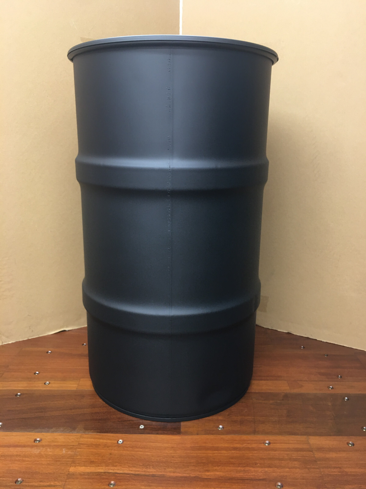 Baril métal 60 Litres NOIR MATE  bidon tonneau décoration custom personnalisable