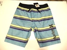 NEW Hurley sz Small aqua black stripe boys youth 6 or 8 shorts swimsuit trunk