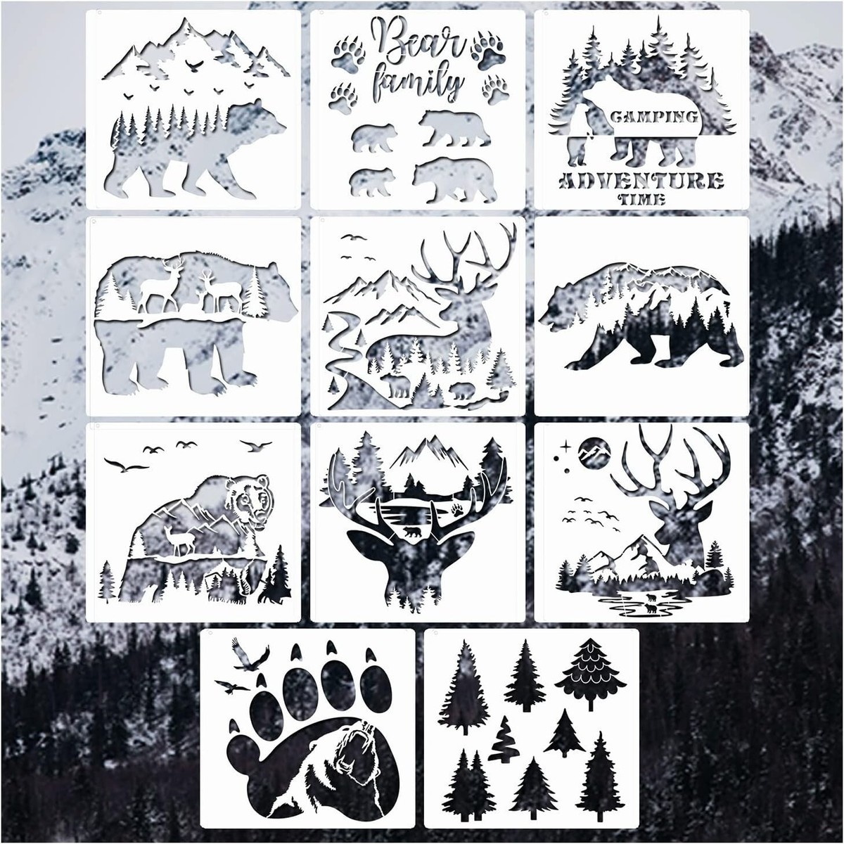 New 11 Pcs Deer Bear Stencil Forest Animal Stencils Wildlife Wood Burning | eBay new-11-pcs-deer-bear-stencil-forest-animal-stencils-wildlife-wood-burning-ebay