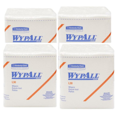 4 Pcaks of 90, Kimberly WypAll L30 Task Wipe 05812 White 12.5 x 12 Light Duty