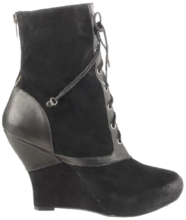 Nuevas botas de cuña Bacio61 Natura de cuero negro para mujer talla 9,5 (Msr $220) Foto 2 de 4