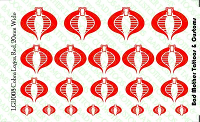 GI Joe Red Cobra Logo Waterslide Decals for 1/12 scale action figures