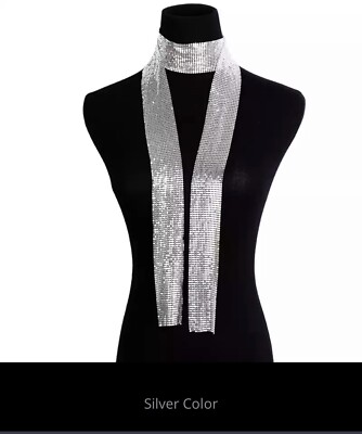 Statement Aluminium Sequined Long Choker Necklace Scarf Colour
