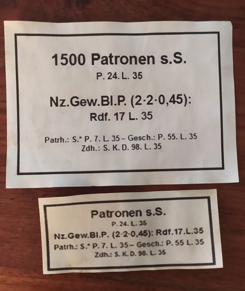 Etiquettes caisse munition  patronen WW2 ALL copie lot de 2 - Photo 1/1