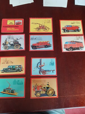 9 x Bild Und Heimat Ansichtskarten ''FEUERÖSCHTECHNIK'' Feuerwehrfahrzeuge/Ausrüstung. Deutsch