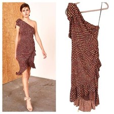 Ulla Johnson Imogen Silk Dress - One Shoulder w Ruffles - Size 2