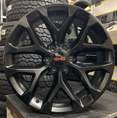 24 Gmc Yukon Sierra Snowflake Satin Black Wheels Chevy Silverado Tahoe Tires Ebay