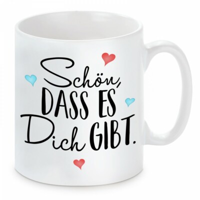Herzbotschaft  Tasse mit Motiv: Schön, dass es dich gibt