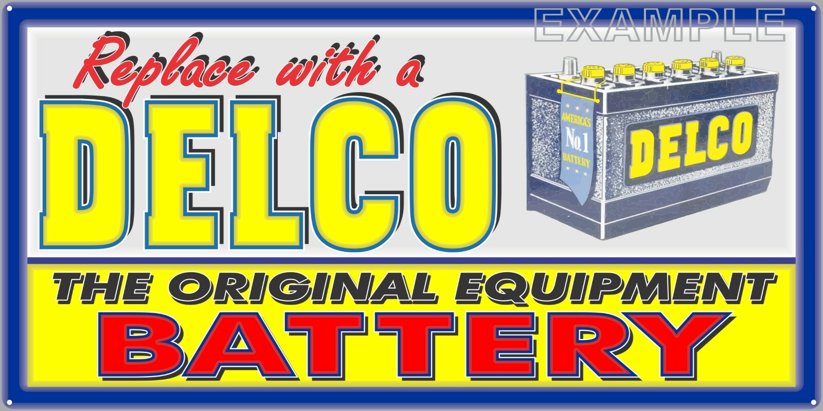 DELCO BATTERY REPAIR SERVICE GAS STATION OLD SIGN REMAKE ALUMINUM SIZE OPTIONS