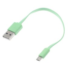 MicroUSB Short USB Cable Charger Cord Power Wire Green Flat Fast for Tablets