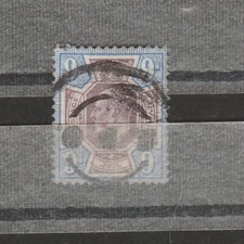 KING EDWARD V11 GREAT BRITAIN 9d PURPLE & BLUE STAMP FINE USED 1902-1910  HI VAL