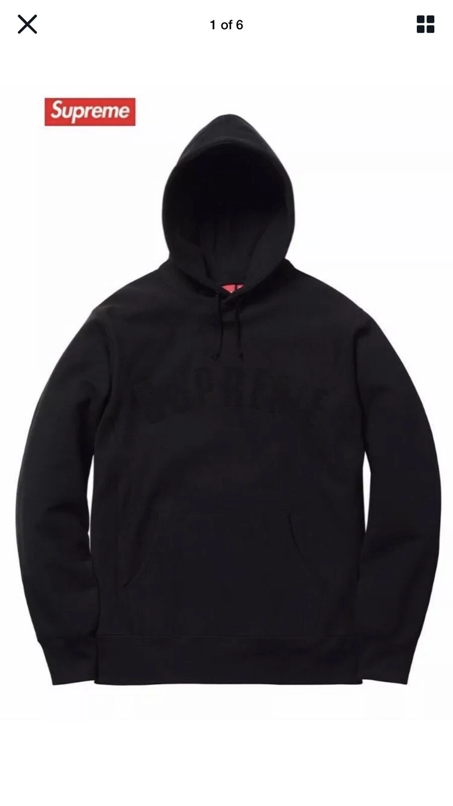 Sweat shirt à capuche logo Supreme Chenille Arc noir/noir grand SS17 d'occasion