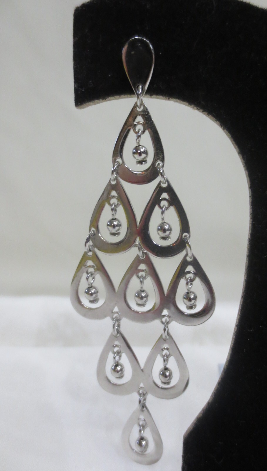 Dangle in Dangle Silvertone Retro Mid-Century Mod… - image 3