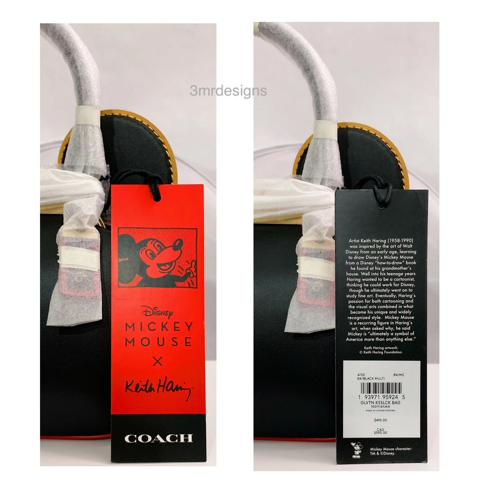 Coach X Keith Harling Portamonete Portamonete in pelle di Topolino e K.S. nuovo con etichette Orecchini