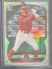 Jorge Ruiz 2023 Bowman Chrome Green Lunar Refractor #BCP-123 Los Angeles Angels