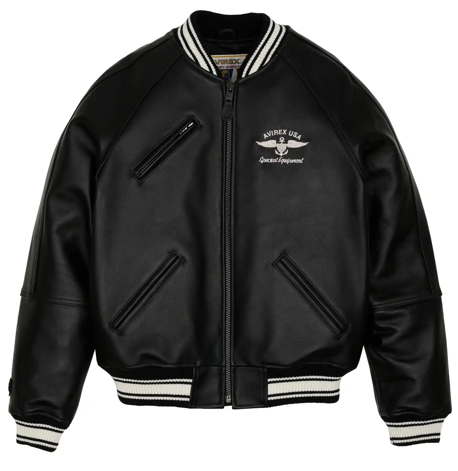 Avirex Mens Black USA Motorcycle Jacket in Genuine Cowhide Leather