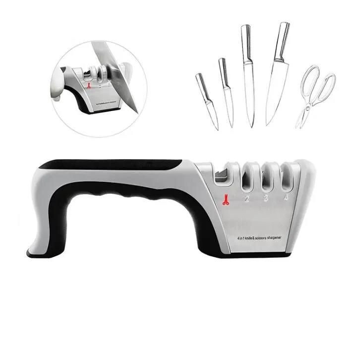 Aiguiseur couteaux 4 en 1 acier tungstène pour aiguisage ciseaux et lames