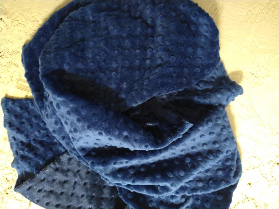 Remnant Minky Dimple Dot Fabric Plush Navy Blue 42" Long x 16" Wide - Image 2 of 3