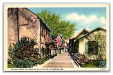 Aviles Street View St Augustine Florida FL UNP Linen Postcard J19