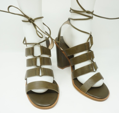 Banana Republic Green Block Heel Rosella Ghillie Gladiator Sandals