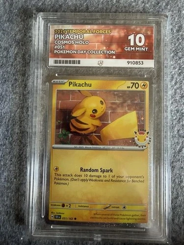 2026 Temporal Forces Pikachu Cosmo Holo #051 ACE Graded 10 Gem Mint