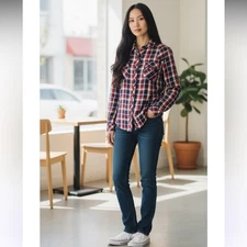 Rails HUNTER Red & Blue Plaid Button Down Shirt Size Extra small