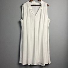 Cato Eyelet Dress Sleeveless V-Neck Lined Summer Sundress Coastal Grandma 26/28W