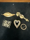 Lot Of 5 Vintage Bar Pins Brooches No Reserve Please See Photos Costume Jewelry