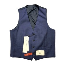 Calvin Klein Mens Medium Slim Fit Blue 100 Wool Suit Vest