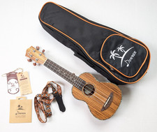 Donner Soprano Ukulele DUS-2 21" Zebrawood w/ Strap Strings Carrying Case