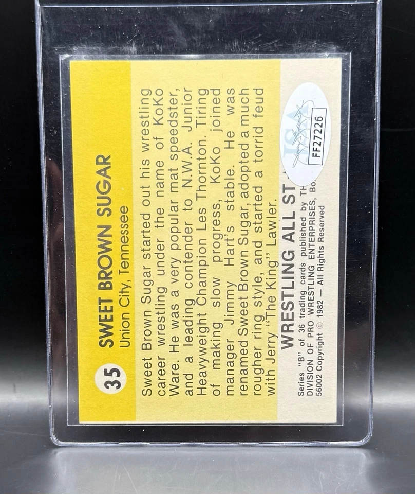 1982 Wrestling All Stars B Sweet Brown Sugar Autograph Rookie Card JSA Cert. RC - Image 2 of 4