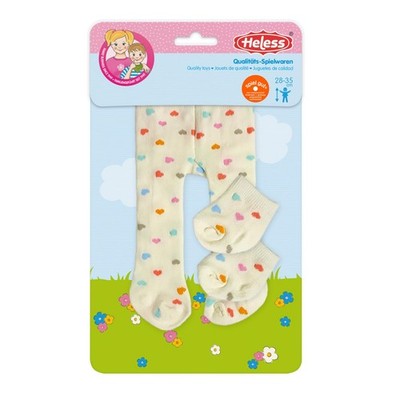 Heless 5771 - Poppenmaillot met sokken ''Hart confetti'', in beige en met kleurr