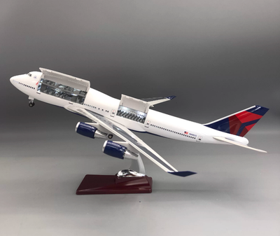 #ad 47CM 1:150 DELTA BOEING 747 400 Plane Airplane Open Hatch Led Light Resin Model $239.20