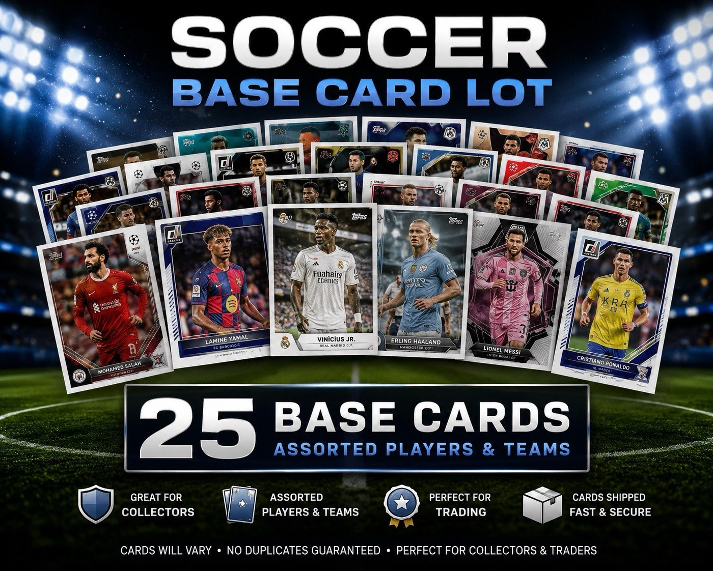 25 Soccer Base Card Lot No Duplicates Topps Panini Donruss Stars & Rookies