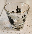 Vintage MCM Shot Glass Deer Libbey Stag Doe Mountains Mid Century Gold Rim — photo 3