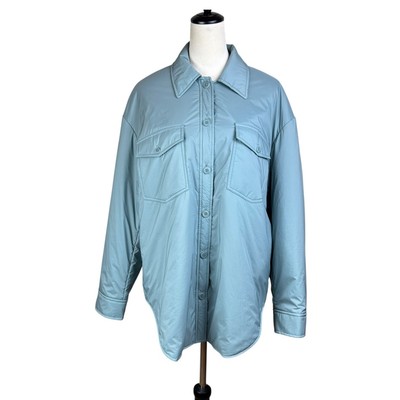 Wilfred Free NWT M Ganna Blue Gray Button Front Relaxed Fit Insulated Jacket