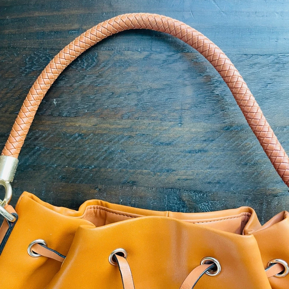 Bostanten Leather Bucket Bag Drawstring Shoulder Hobo Handbag Purse - Image 4 of 4