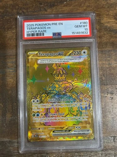POKEMON 2025 Prismatic Evolutions Hyper Rare TERAPAGOS EX #180 PSA 10 Gem Mint