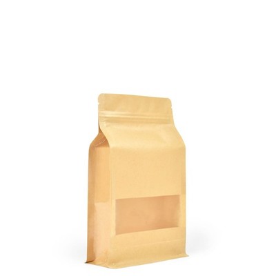 Evergreen Goods 50 Count Self Standing Brown Kraft Paper Bags with Window,...