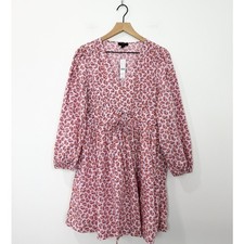 J. Crew V-neck Pink Peony Floral Paisley Gretchen Dress Cotton Poplin Mini 10