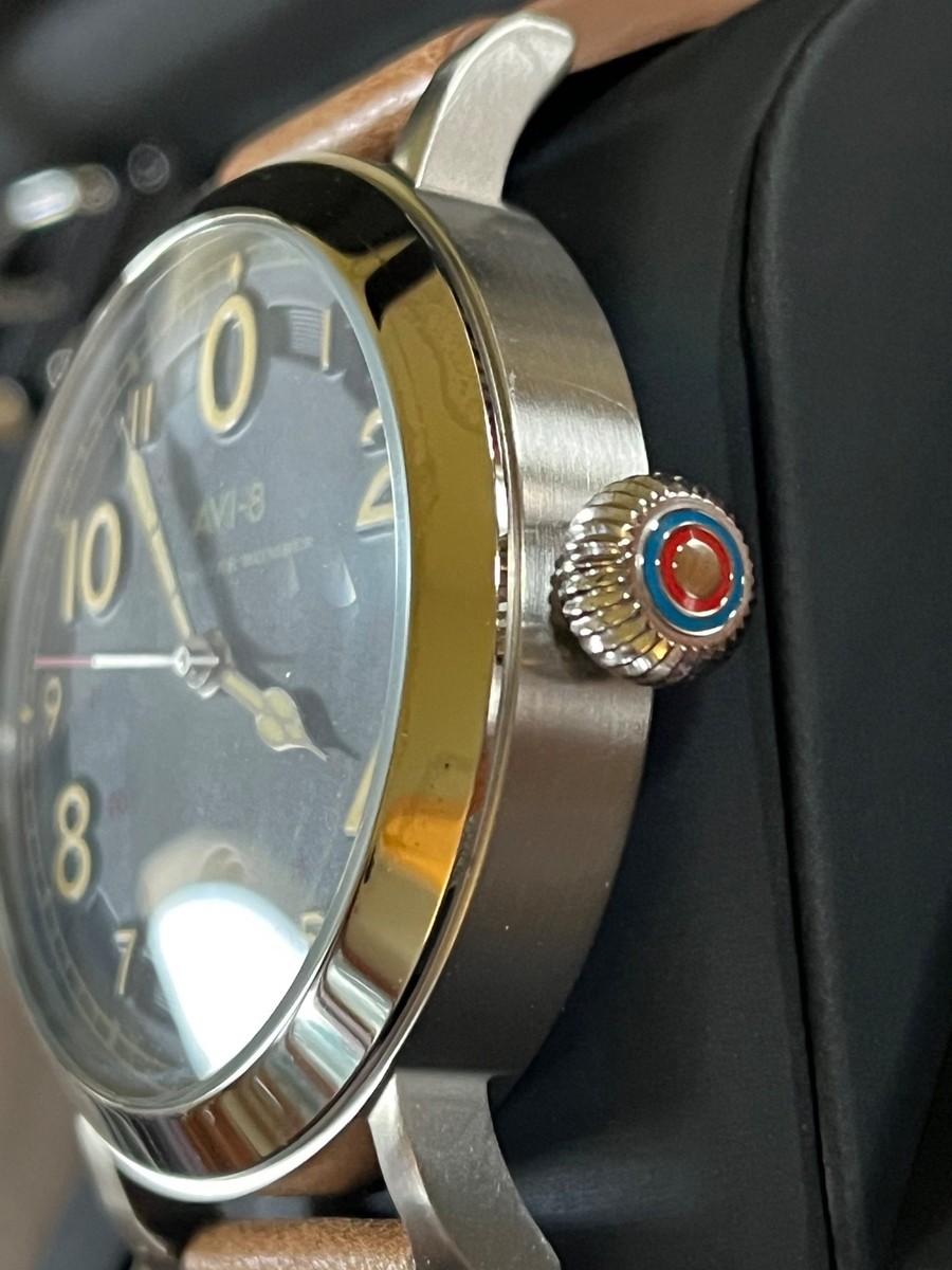 Orologio Automatico AVI-8 Lancaster Bomber – Cassa Acciaio Nero, Quadrante Grigio, Cinturino Pelle - 2