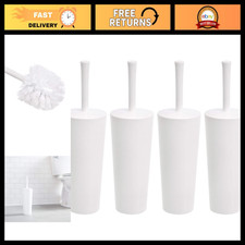 Heavy-Duty Toilet Brush Set with Non-Slip Handle, 4-Pack, White Bristle Scrubber