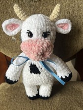Handmade Crochet Stuffed Plush Animal Cow/Bull Toy Collectible Gift 10  
