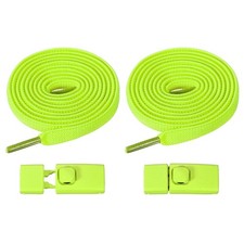 No Tie Shoelaces with 2 Metal Square Buckle Clips, 1Pair  Fluorescent Green