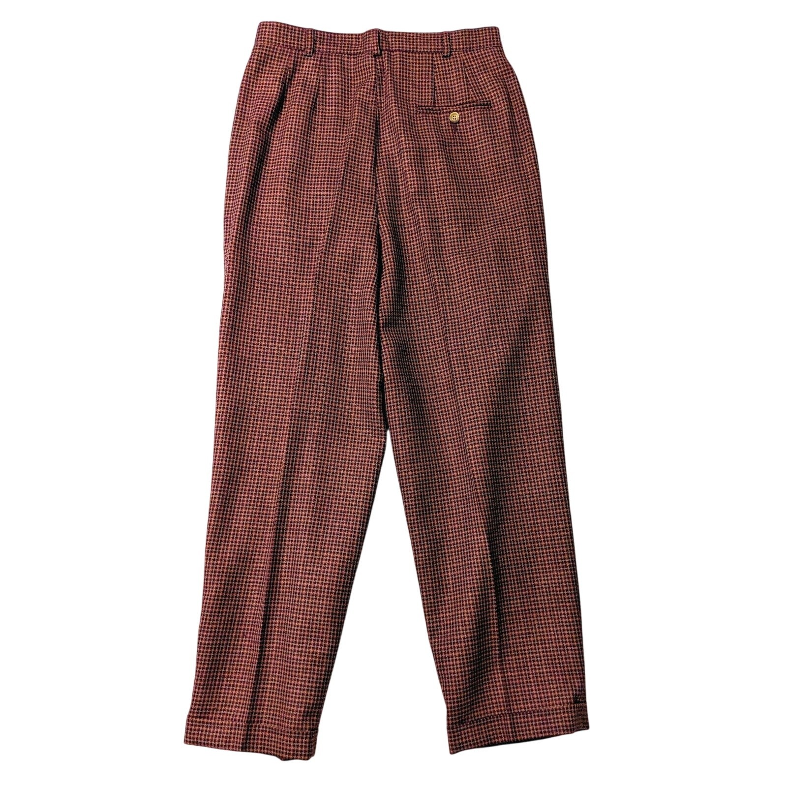 Red Orange Tiny Check Plaid Wool Slacks Academia … - image 2